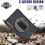 Gerutek Galaxy Tab S7 T870/T875 кейс чохол 3-шарова ударостійкий з обертовим кікстендом плечовий/ручний ремінь, фото 4