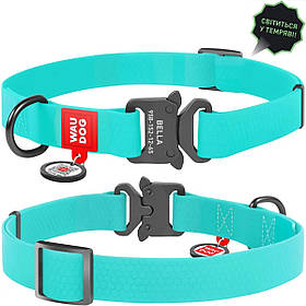 Нашийник для собак WAUDOG Waterproof з QR-паспортом світиться в темряві ментоловий 24-40 см/20 мм