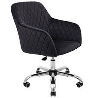 Кресло мягкое Либерти Ю велюр,ножки Ролл Хром , крестовина хром (цвет под заказ) ,черный ,жасмин 100