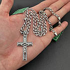 Комплект срібний чорнений ланцюжок бісмарк з хрестиком 925 проба, фото 3