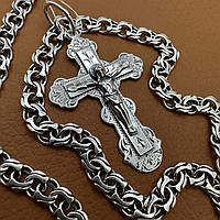 Серебряная цепочка и крестик Серебро 925 пробы крест и цепь 60 см