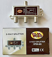 Делитель ТВ Split 3 Voto VT01-03 (5-1000 МГц) Дільник ТВ сигналу на 3 телевізора Splitter -WAY 5-2500MHZ