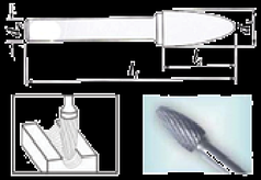 Промінструмент F 22х31,5х10х100 ВК8 Борфреза для обробки алюмініню сфериконічні