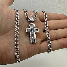 Срібний ланцюжок з хрестиком з молитвою Срібло 925 проби хрест, фото 3
