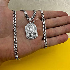 Комплект срібний Святий Миколай Чудотворець підвіс з ланцюжком бісмарк срібло 925 проби кулон ланцюг, фото 3