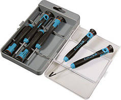 GROSS Набір викруток для точної механіки, CrMo, двокомпонентні рукоятки, 6шт., пласт. Бокс