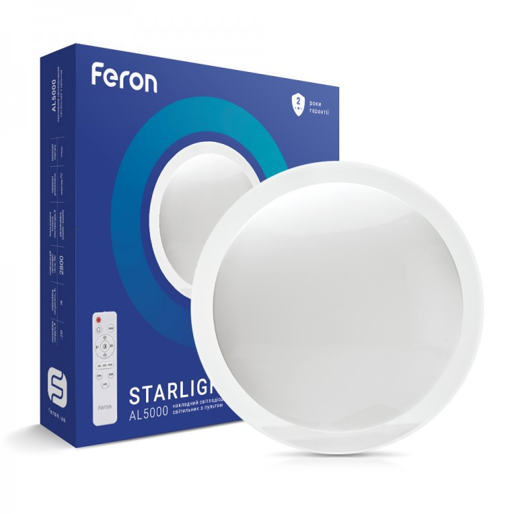 Накладний світлодіодний світильник LED Feron AL5000 Starlight 35W 2500K-6500K з ПДУ 2800Lm 455*80mm