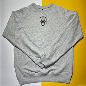 Світшот з патріотичним принтом Герб України (тризуб) реглан весна-осінь PREMIUM