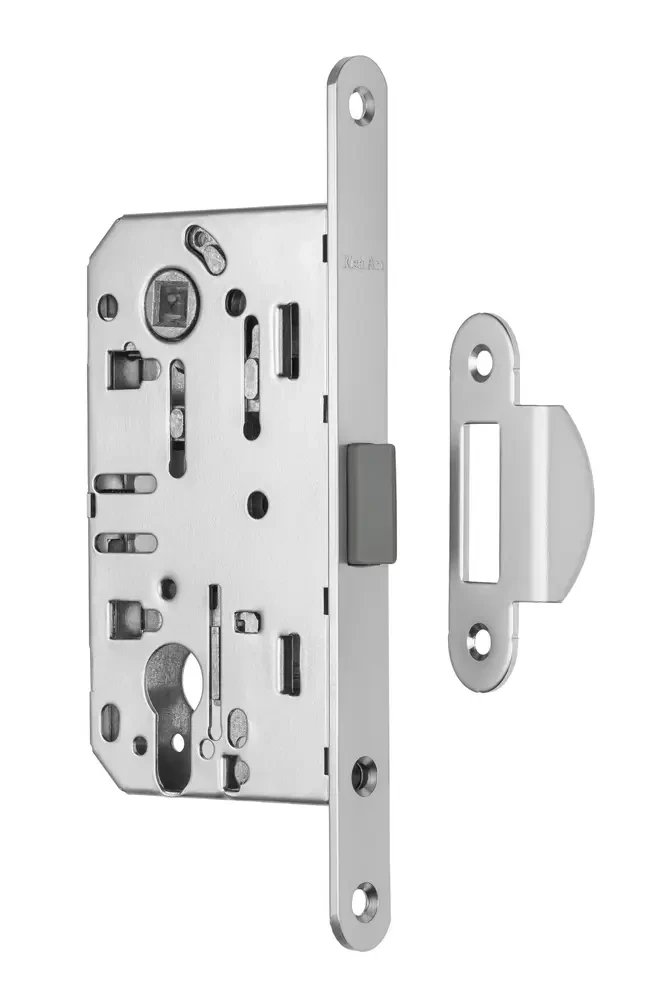 Замок врізний для міжкімнатних дверей під циліндр із пластиковим язичком Rich-art 410 PZ SC матовий хром, фото 1