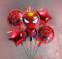 Фольгированные шары Человек паук Спайдермен на красном набор надувных шаров 5 шт