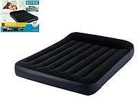 Матрас Intex надувной полуторный велюровый, кровать с подголовником 137х191х25 см (64142)