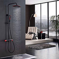 Душевой настенный гарнитур WanFan, верхний стационарный душ в ванную комнату Черно-красный "Lv"