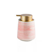 Дозатор керамический для жидкого мыла, моющих средств Bathlux 400 мл, для ванной и кухни Розовый "Lv"