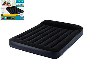 Матрац Intex надувний полуторний велюровий, ліжко з підголовником 137х191х25 см (64142)