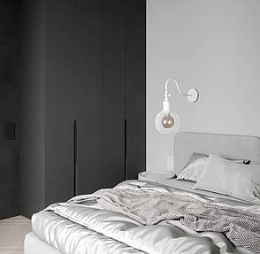 Біле бра з вигнутим кріпленням (907-W011F3-1 WH), фото 3