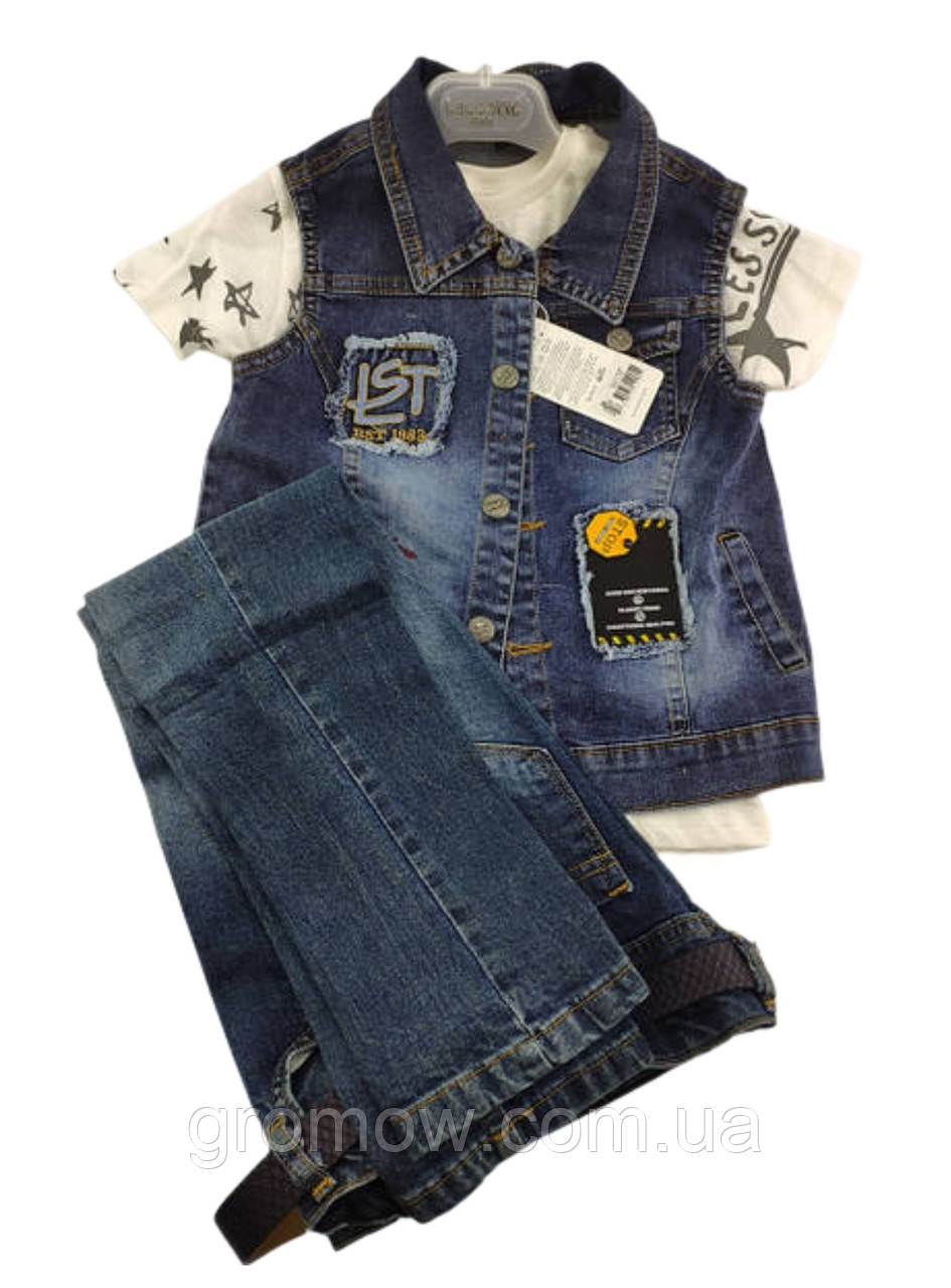 Дитячі костюми 8, 9 років Туреччина джинсовий літній для хлопчиків синій (КД31), фото 1