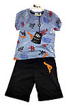 Дитячі костюми 3, 4, 6 років Туреччина літній із шортами для хлопчиків блакитний (КД37), фото 3