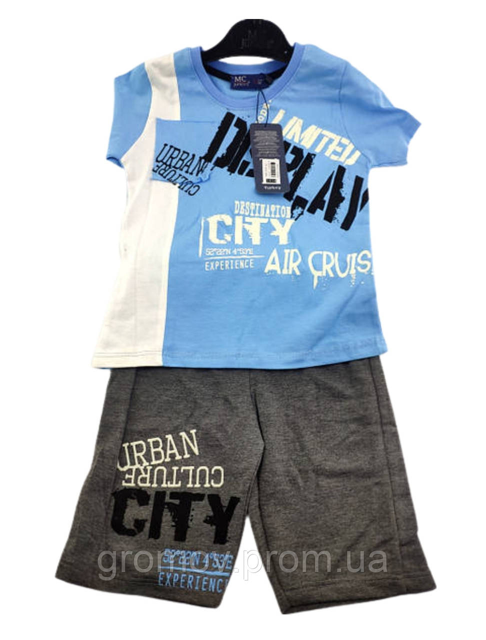 Дитячі костюми 3, 4 роки Туреччина літній із шортами для хлопчиків блакитний (КД39), фото 1