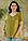 Легка літня жіноча штапельна блуза кольору хакі №5004, фото 3