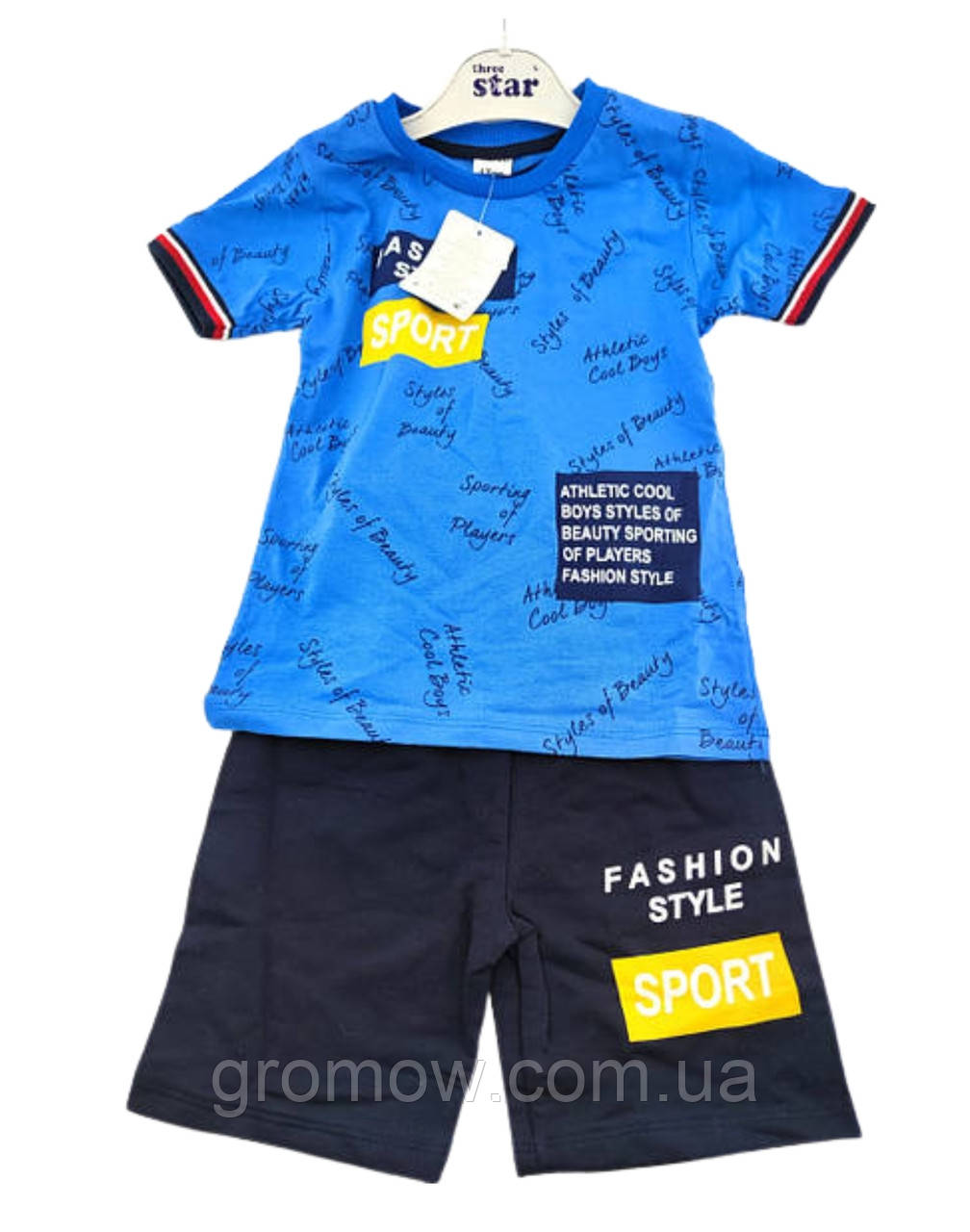 Дитячий спортивний костюм 2 роки Туреччина літній із шортами для хлопчиків синій (Кд106), фото 1
