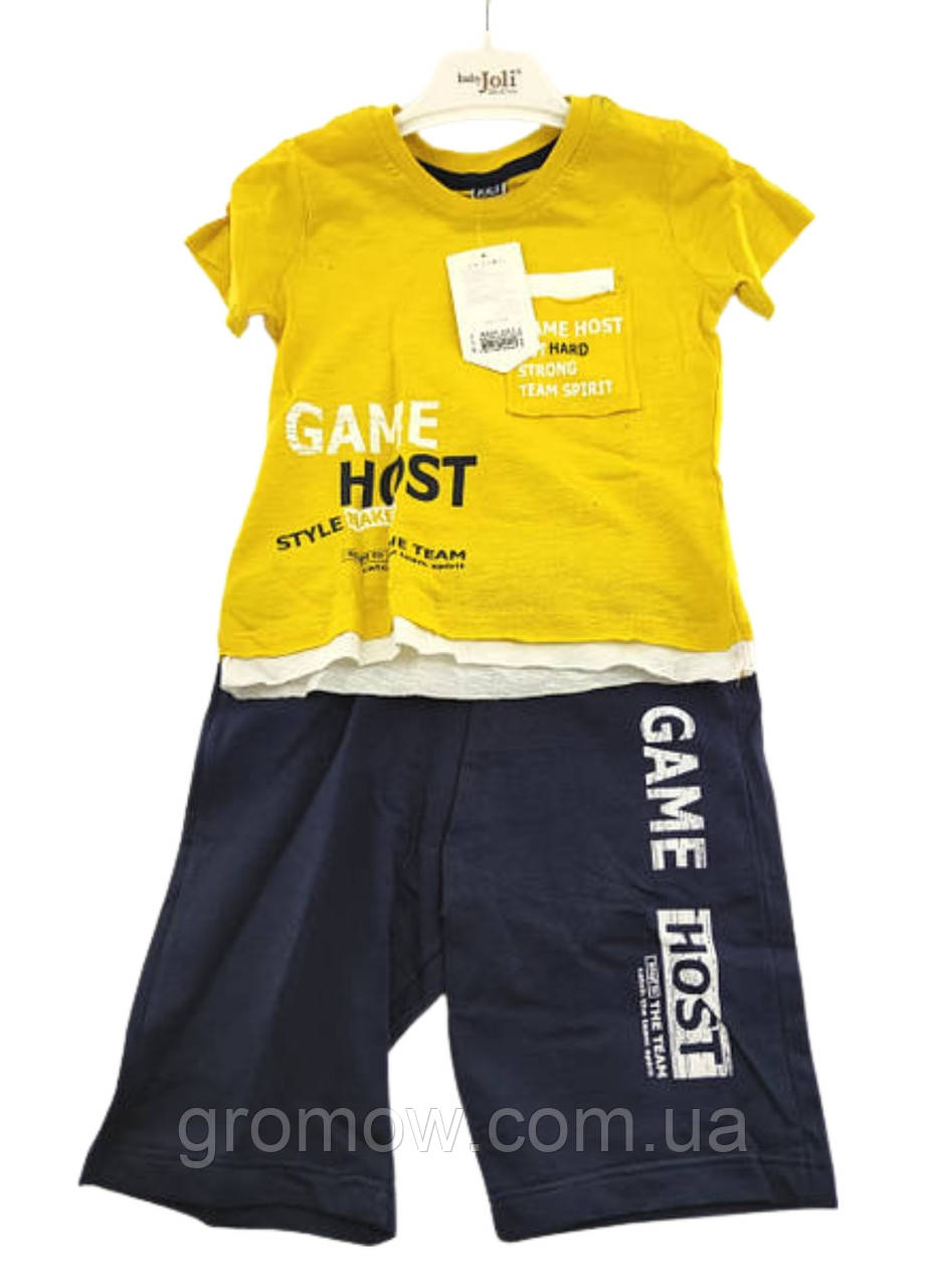 Дитячий спортивний костюм 3 роки Туреччина літній із шортами для хлопчиків жовтий (КД15), фото 1