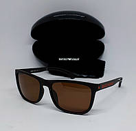 Emporio Armani очки мужские солнцезащитные коричневые матовые в фирменном жестком футляре