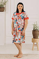 Різнокольорова жіноча бавовняна нічна сорочка з квітковим принтом №1330-1