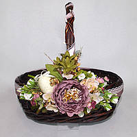 Прикраса для кошика, Великодній декор, стрічка з квітами 35*17 см. Великдень 2023