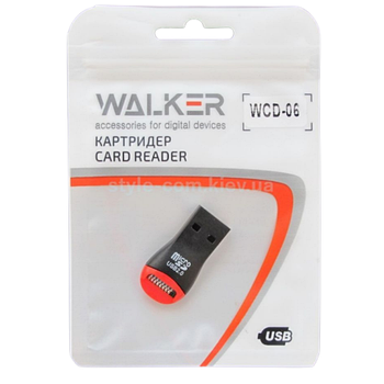Картрідер WALKER WCD-06 microSD чорний/червоний