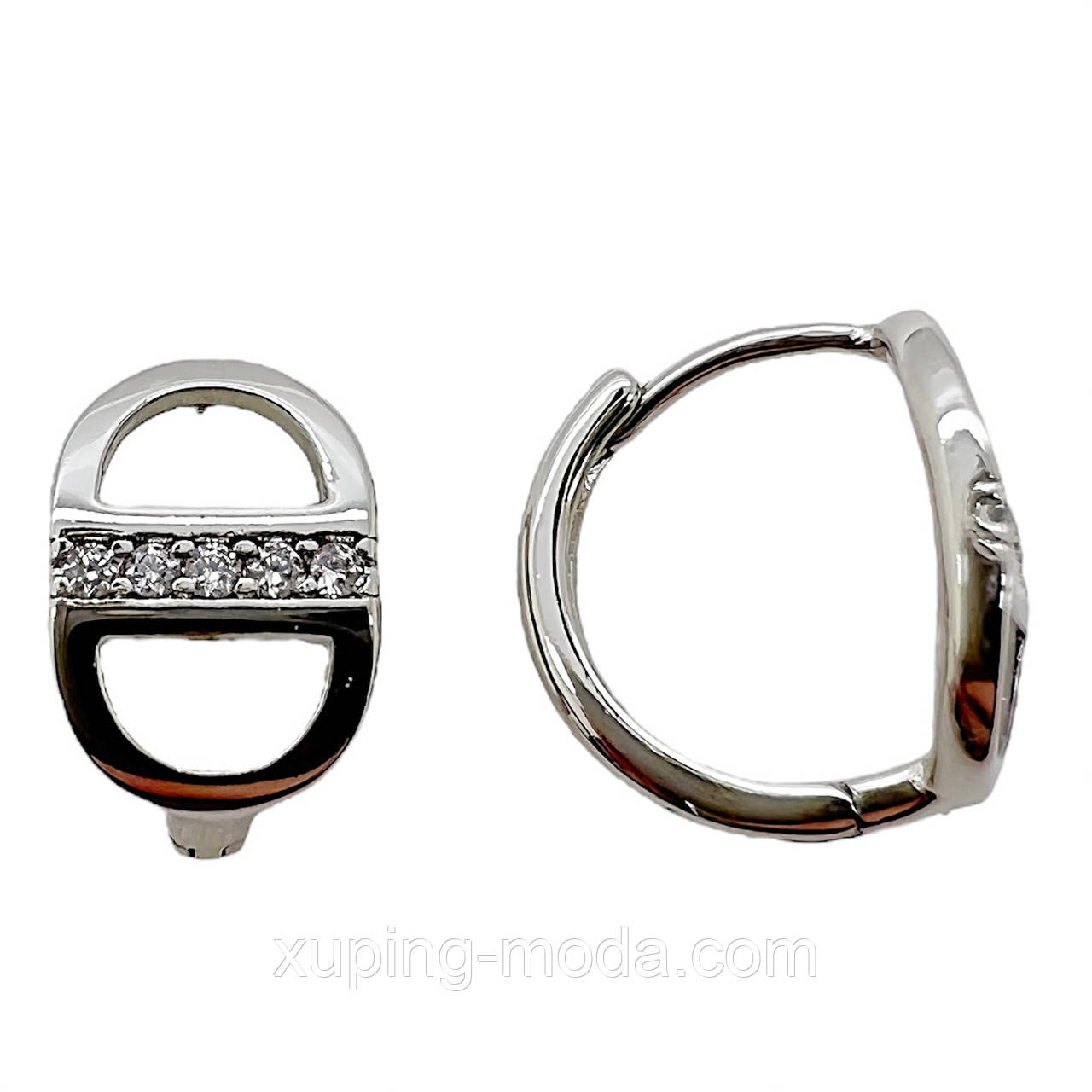 Жіночі сережки xuping. 13х8 мм . Родий, фото 1