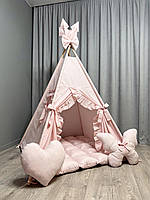 Вигвам для девочки Розовая Бабочка БОНБОН, Полный комплект, детский вигвам, детская палатка, вигвам для детей