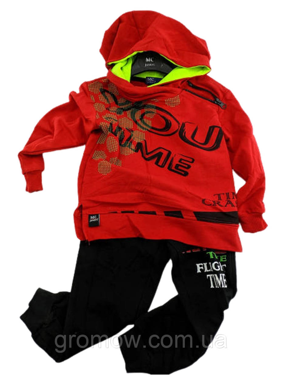 Дитячий спортивний костюм 4, 5 років Туреччина для хлопчиків трикотажний червоний (КД72), фото 1