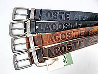 Кожаный ремень Lacoste Лакост 4 см, ремни с логотипом, брендовые ремни, ремень мужской