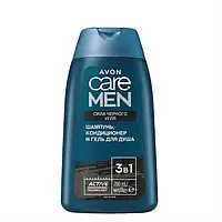 AVON CARE MEN 3-в-1 Шампунь, кондиционер и гель для душа "Сила черного угля" 200мл