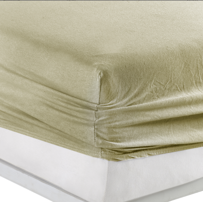 Простирадло на гумці 140х200х25 трикотажне на ліжко однотонне, простирадло 140*200 без наволочки Бежевий, фото 1
