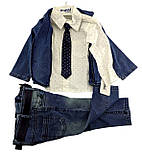 Дитячі костюми 3, 4 роки Туреччина ошатний джинсовий для хлопчиків синій (КД3), фото 2