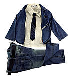 Дитячі костюми 3, 4 роки Туреччина ошатний джинсовий для хлопчиків синій (КД3), фото 3