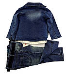 Дитячі костюми 3, 4 роки Туреччина ошатний джинсовий для хлопчиків синій (КД3), фото 4