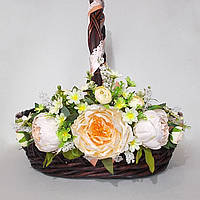 Великодній Декор, стрічка з квітами, півонія, для Великого кошика 22*40см. Великдень 2023