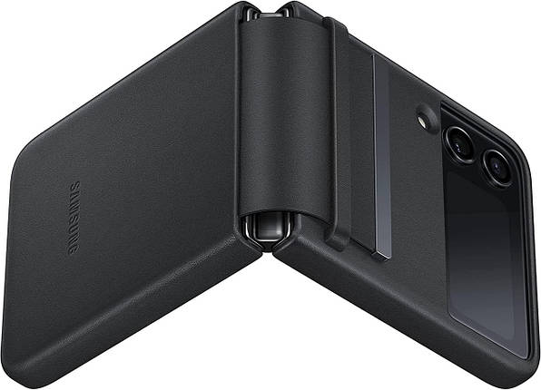 Оригінальний чохол Samsung Z Flip Leather Cover Black (EF-VF721LBEGUA) для Samsung Z Flip4, фото 1