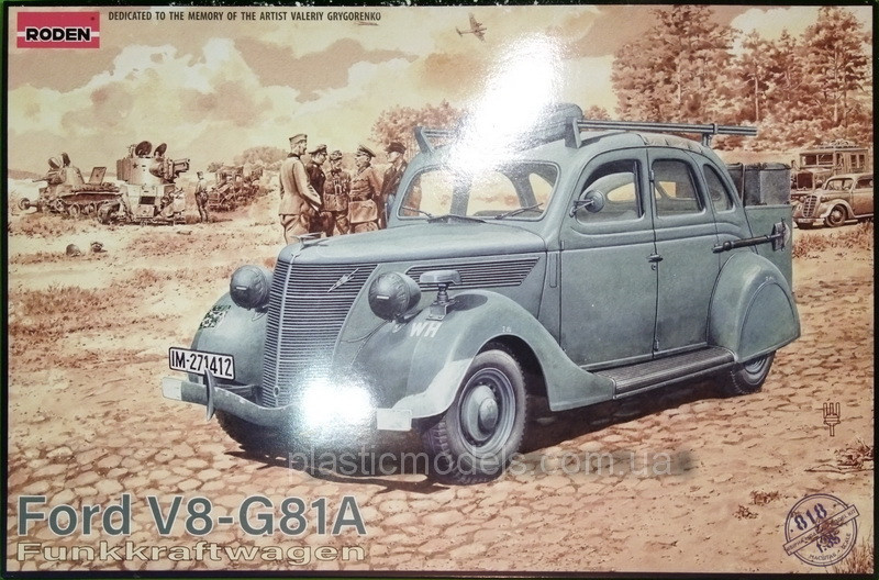 Пластикова модель 1/35 Roden 818 американський легковий автомобіль Ford V8-G81A Funkwagen