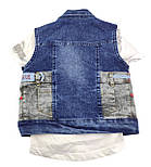 Дитячі костюми 1, 3, 4 роки Туреччина літній із шортами джинсовий для хлопчиків (КД18), фото 3