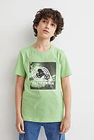 Светлая салатовая футболка для мальчиков H&M 8-10 лет 134-140 см