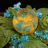 Декоративна гелева свічка Чародійка куля жовто-блакитна сухоцвіти, фото 2