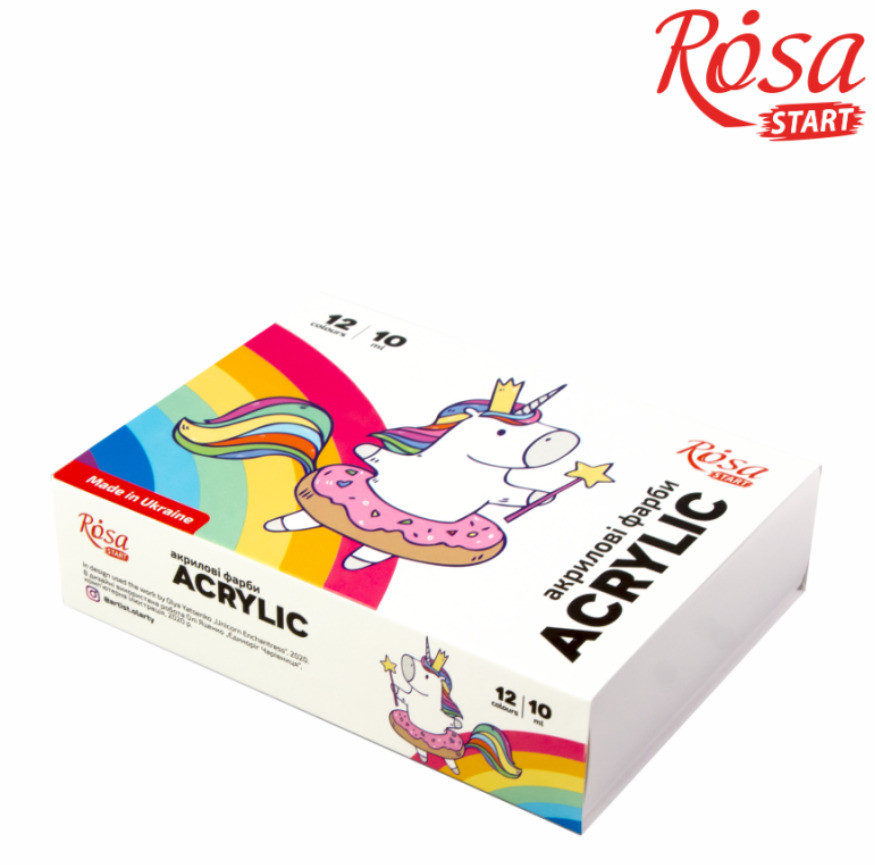 Набір акрилових фарб Unicorn 12x10мл Rosa Start