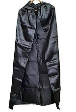 Плащ мантію чорний атласний з капюшоном (130 см) Карнавальний атласний плащ накидка, фото 2