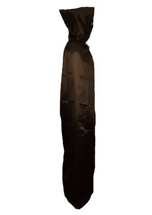 Плащ чорний атласний із капюшоном (110 см) Карнавальний дитячий атласний плащ-накидка, фото 2