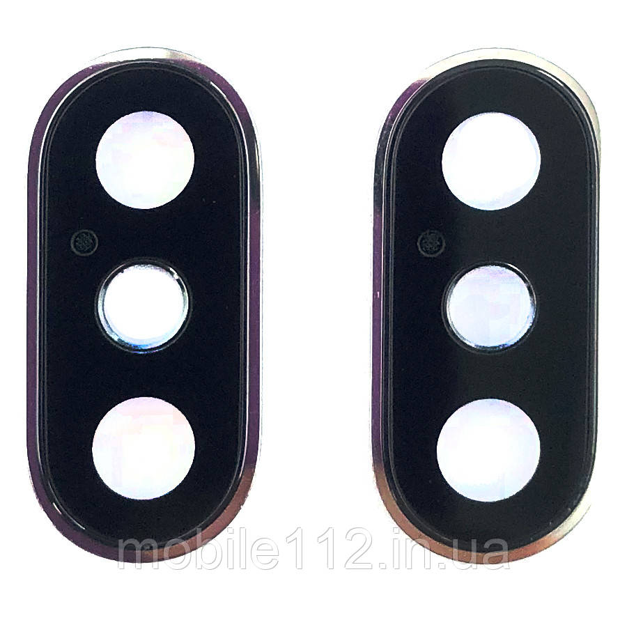 Скло камери Apple iPhone XS, iPhone XS Max (у сріблястій рамці), фото 1