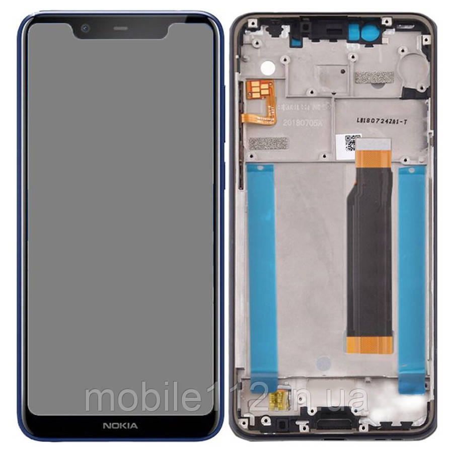 Екран (дисплей) Nokia 5.1 Plus, X5 TA-1105 з тачскріном оригінал Китай у синій рамці