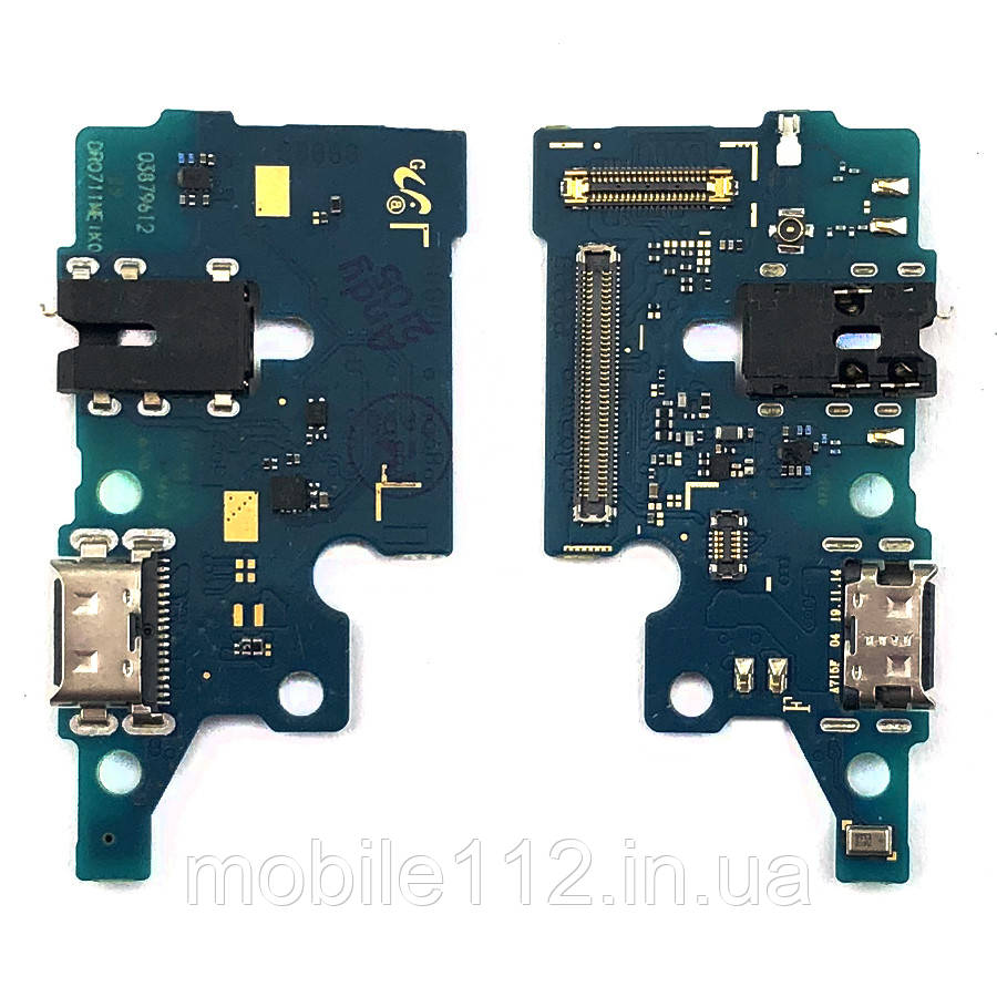 Шлейф Samsung Galaxy A71 2020 A715F з роз'ємом зарядки, навушників та мікрофоном Оригінал Китай - нижня плата, фото 1